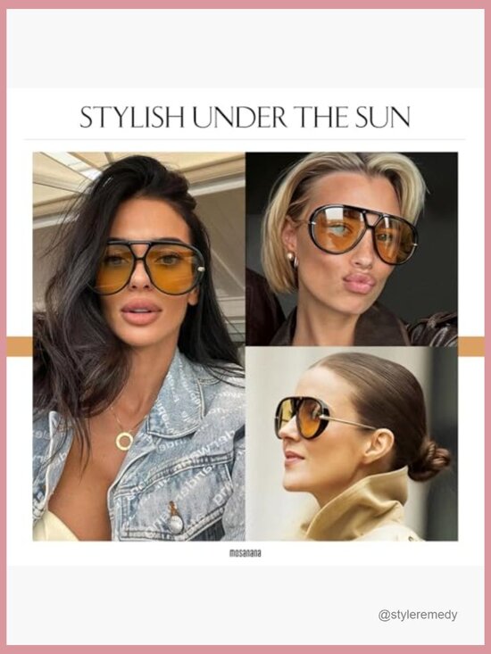 Oversized Aviator Sunglasses with UV400 Protection, Retro Style main image 7
